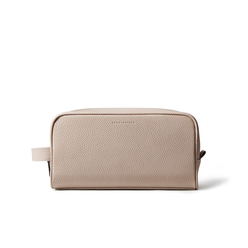 Square Travel Pouch Shrink Leather (Greige)