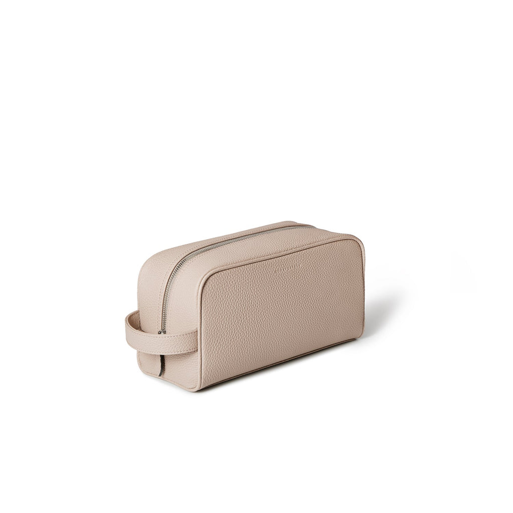 Square Travel Pouch Shrink Leather (Greige)