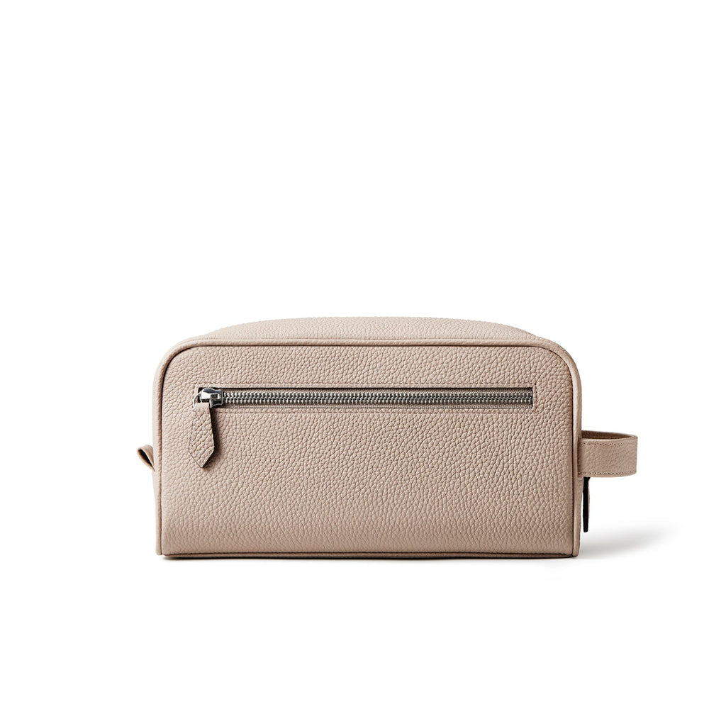 Square Travel Pouch Shrink Leather (Greige)