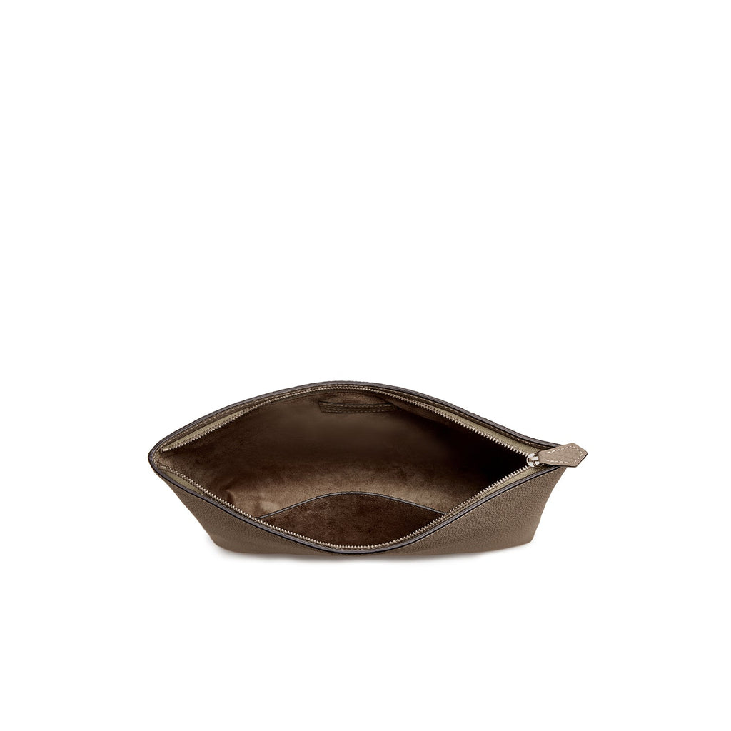 Square Pouch Shrink Leather (Etoupe - Medium)