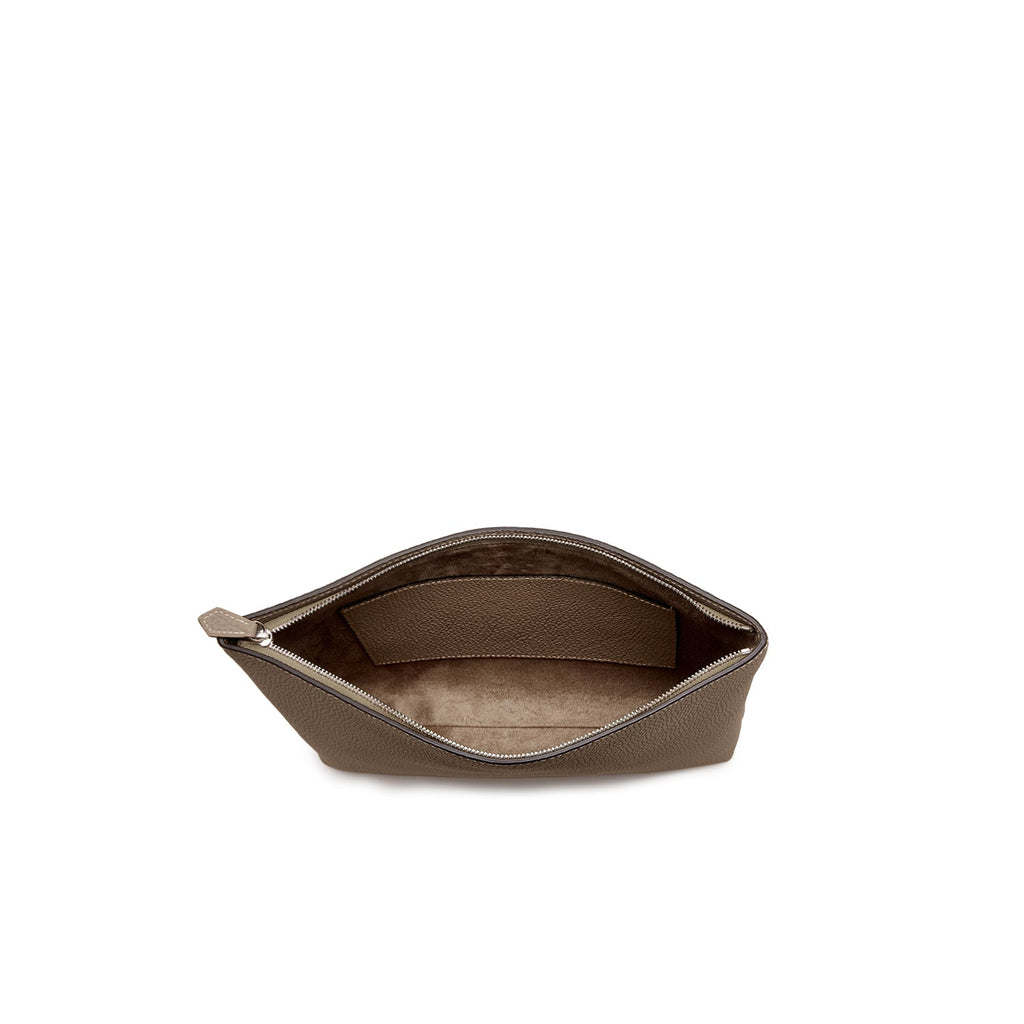 Square Pouch Shrink Leather (Etoupe - Medium)