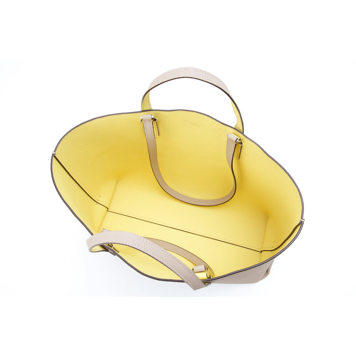 Sophia Reversible Tote Bag Shrink Leather (Greige × Yellow)