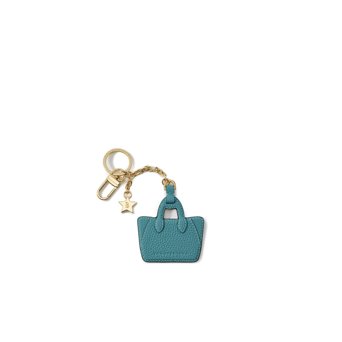 Leather Mia Tote Bag Key Holder Shrink Leather (Blue Cyan × Greige)