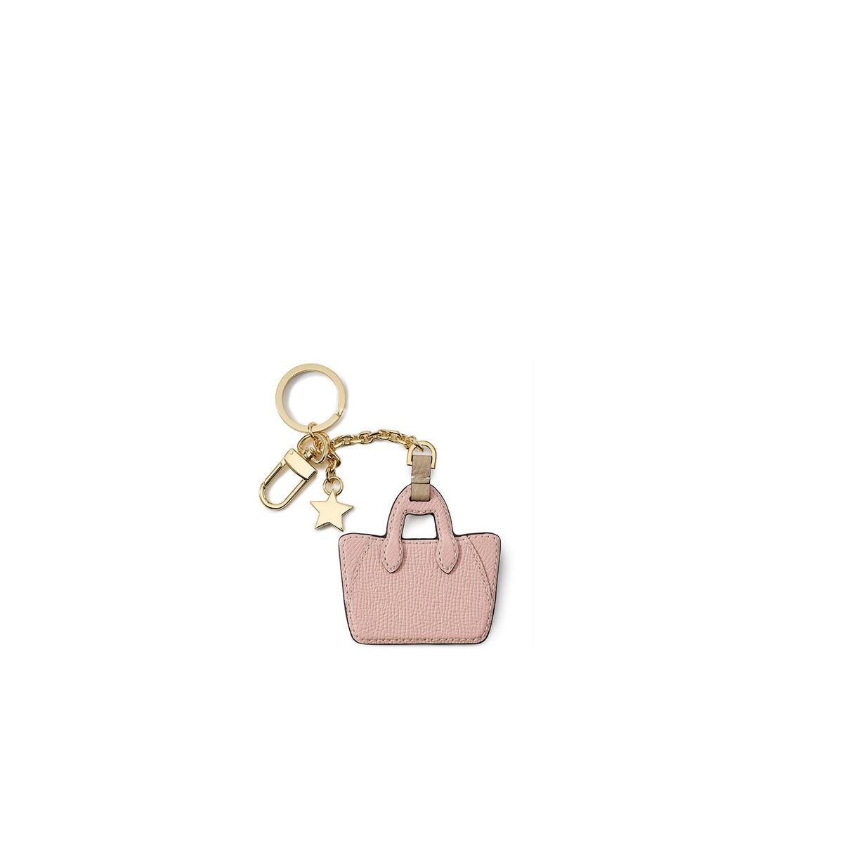 Leather Mia Tote Bag Key Holder Shrink Leather (Greige × Shell Pink)