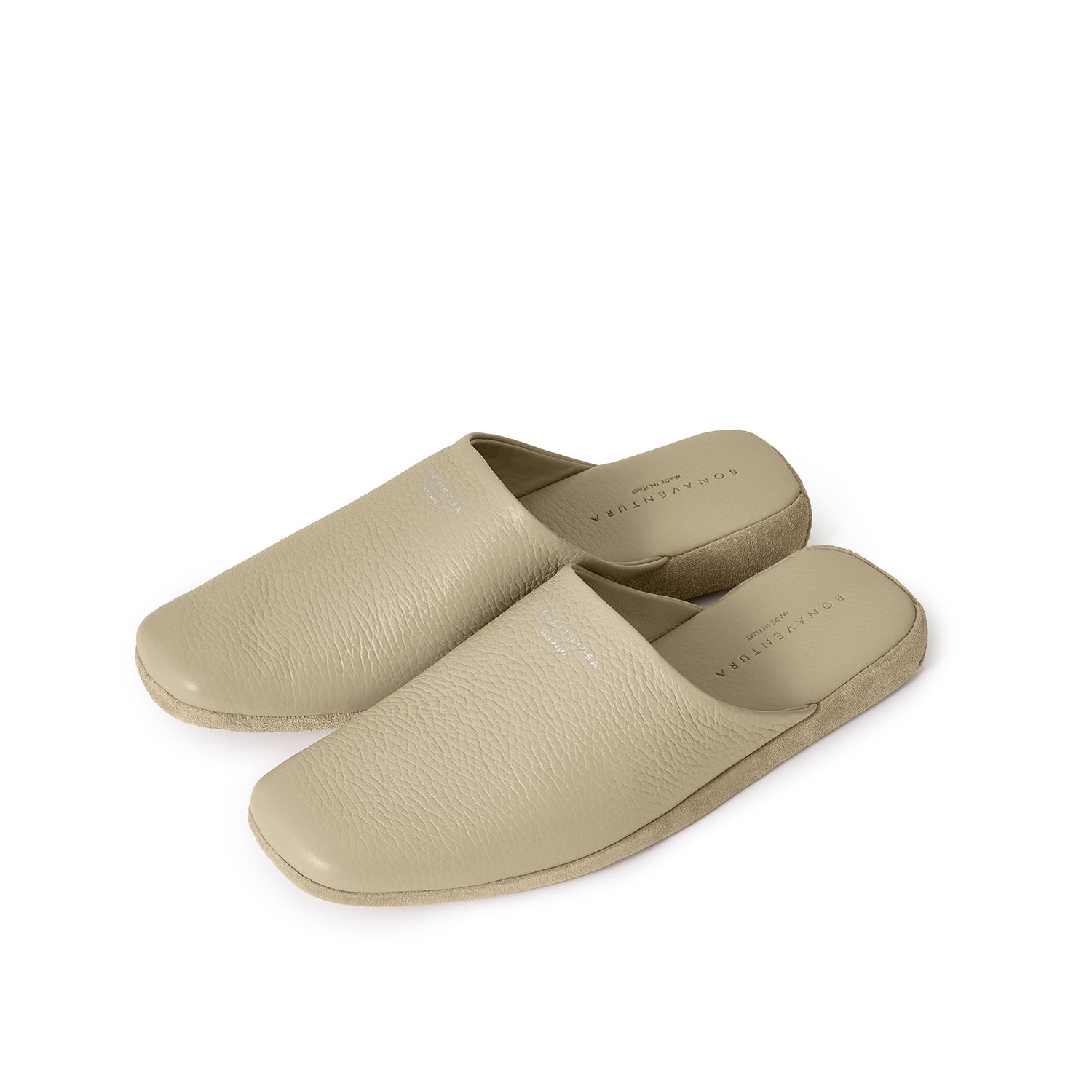 Leather Room Shoes with Silver Logo