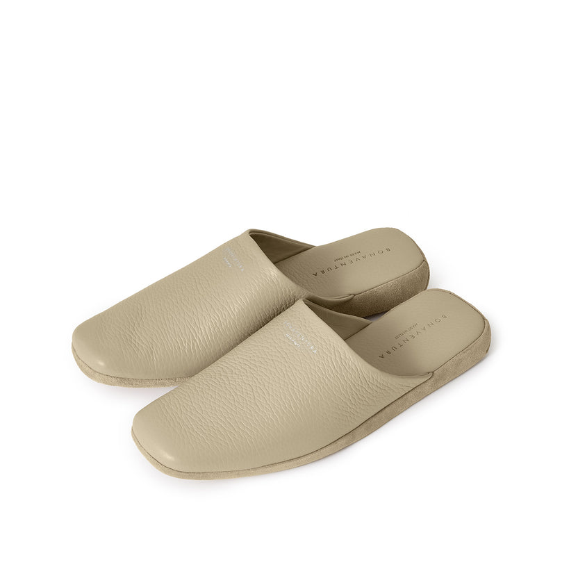 Leather Room Shoes with Silver Logo