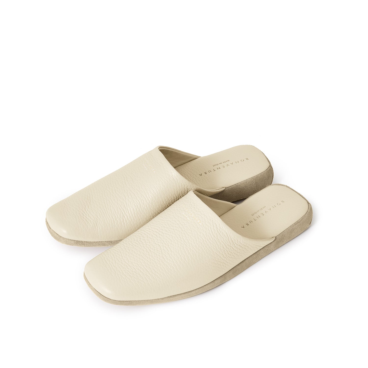 Leather Room Shoes with Silver Logo