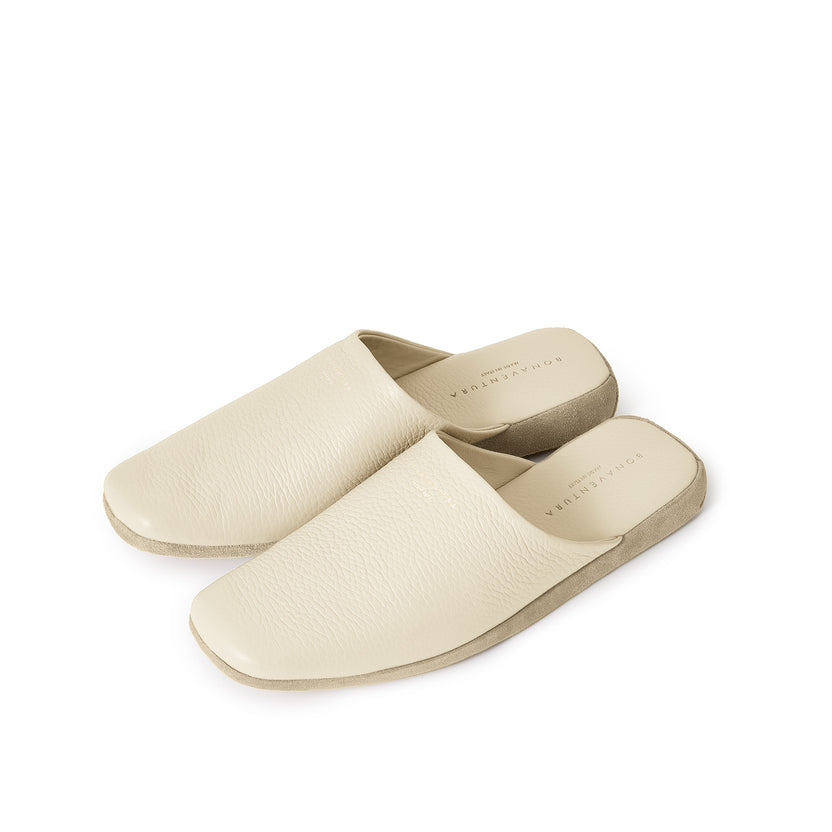 Leather Room Shoes with Silver Logo