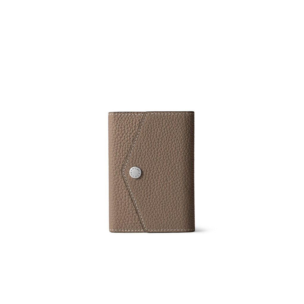 iPhone Back Cover Case with Snap Button Closure Mirror Pouch Shrink Leather (Etoupe)