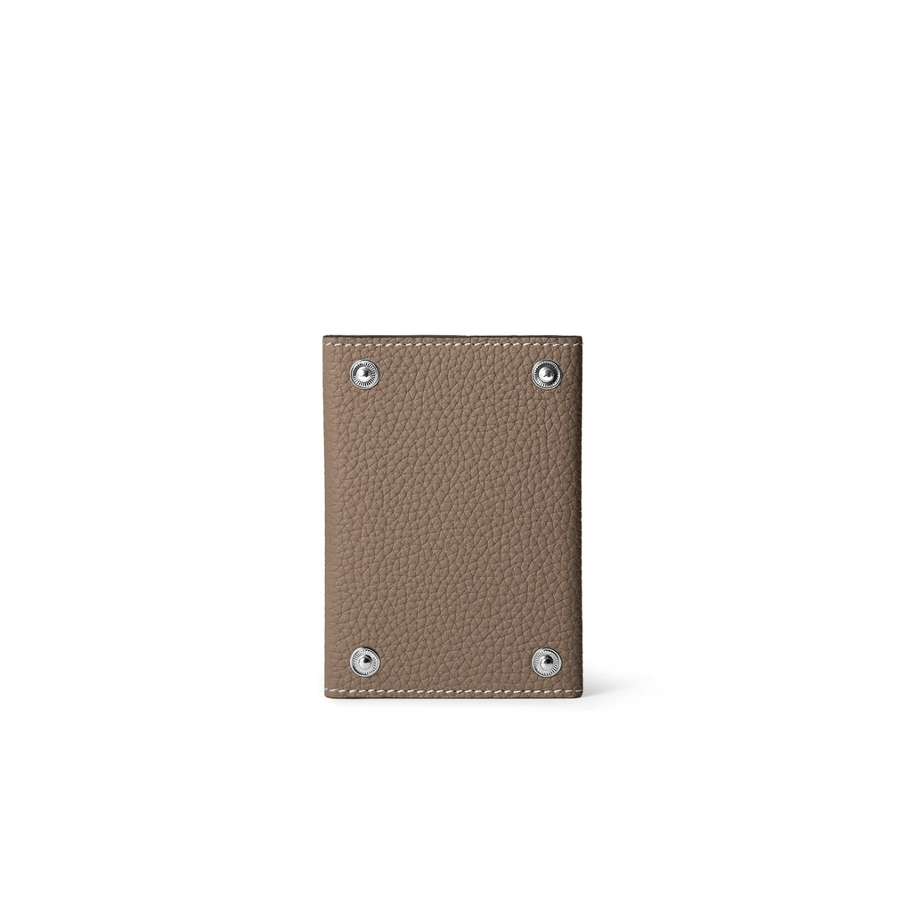 iPhone Back Cover Case with Snap Button Closure Mirror Pouch Shrink Leather (Etoupe)
