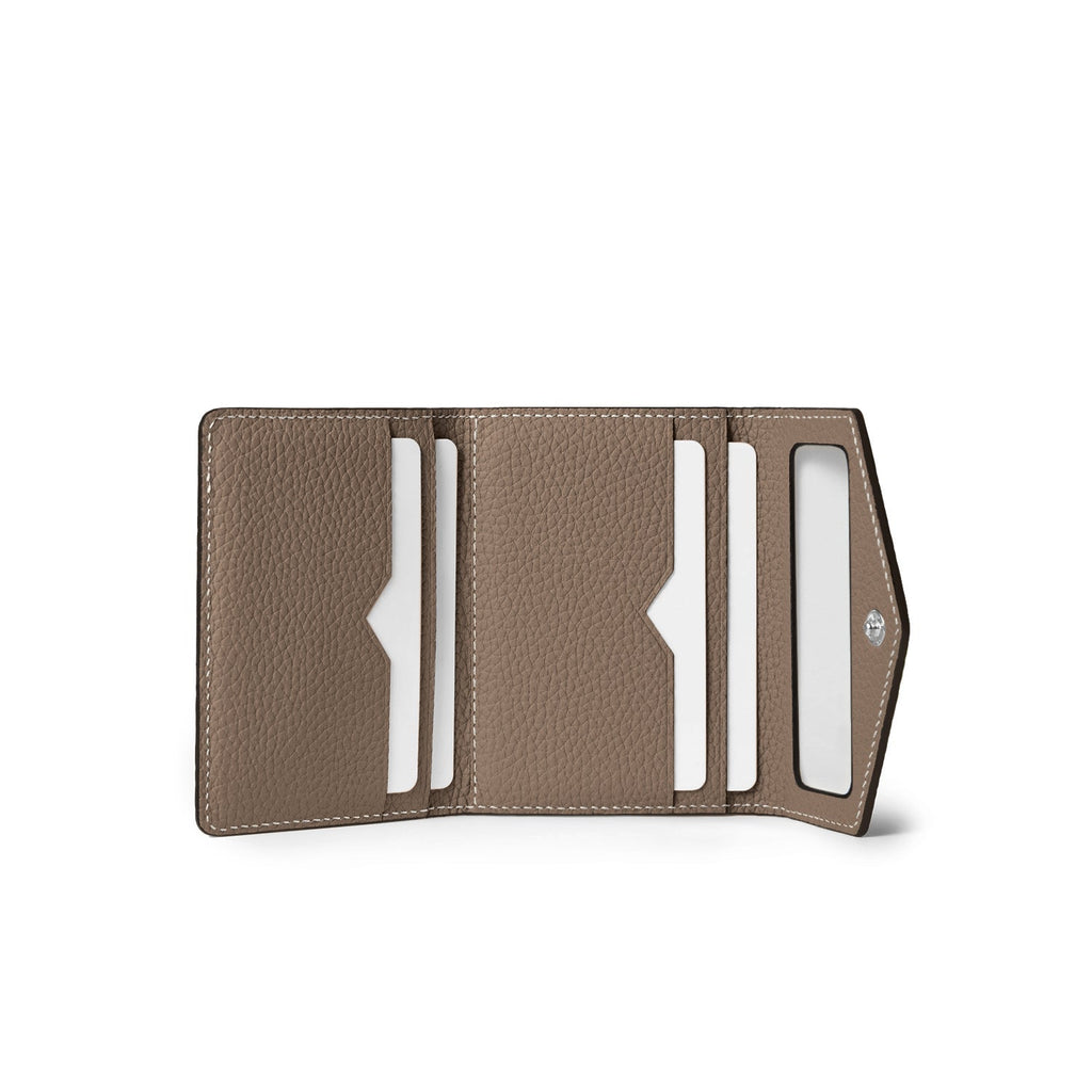 iPhone Back Cover Case with Snap Button Closure Mirror Pouch Shrink Leather (Etoupe)