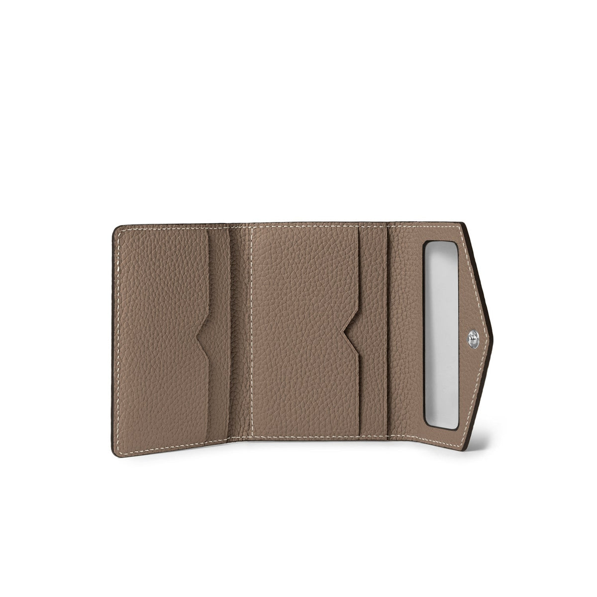 iPhone Back Cover Case with Snap Button Closure Mirror Pouch Shrink Leather (Etoupe)