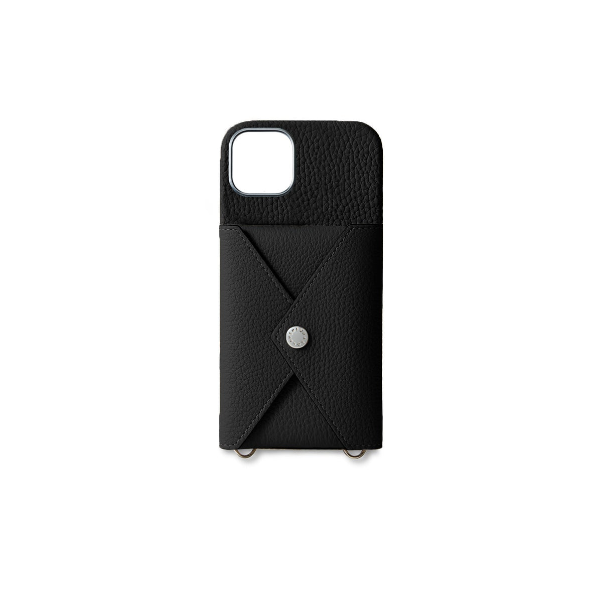 iPhone 15 Plus Back Cover Case with Snap Button Closure Shrink Leather (Black)