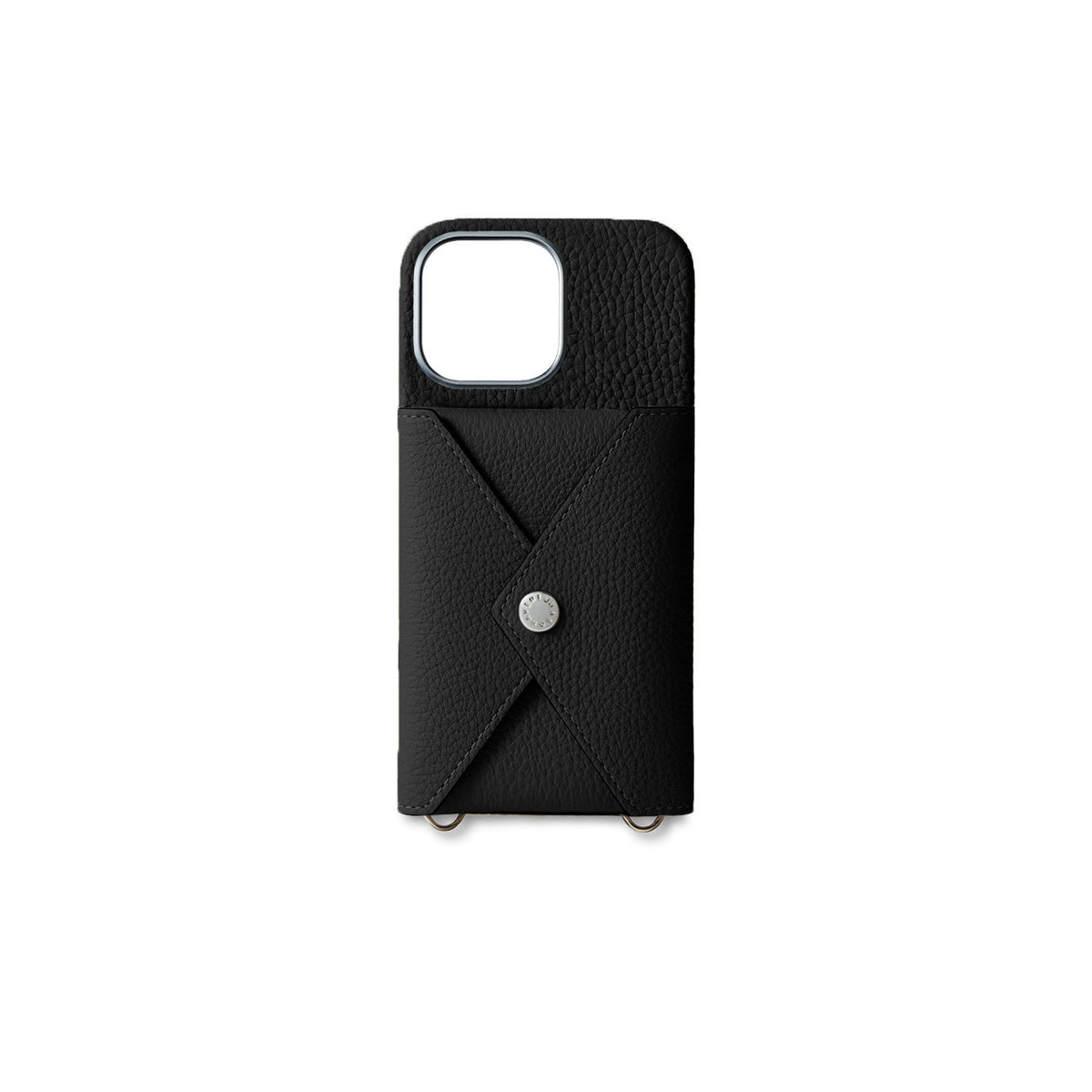 iPhone 15 Pro Max Back Cover Case with Snap Button Closure Shrink Leather (Black)