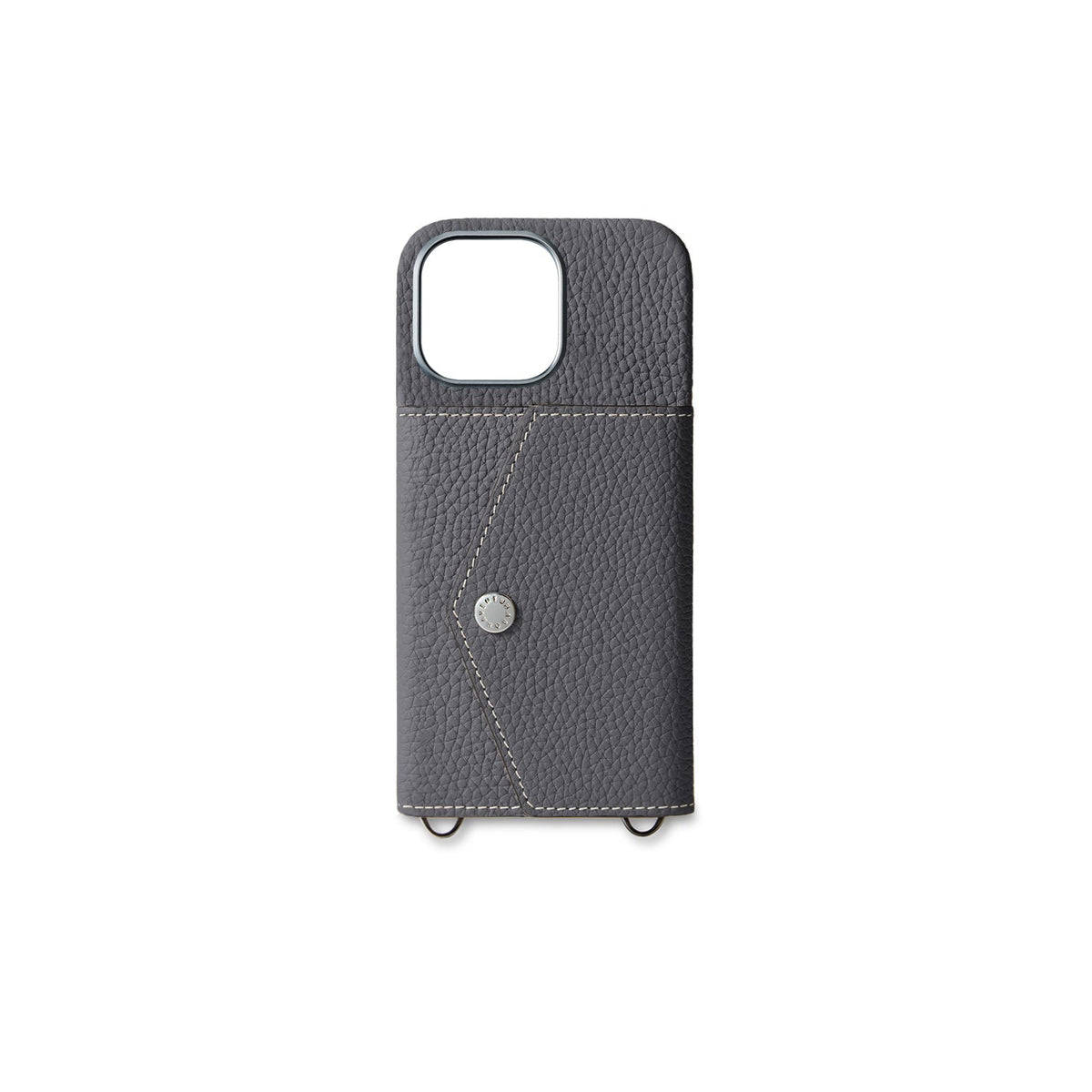 iPhone 15 Pro Max Back Cover Case with Snap Button Closure Shrink Leather (Charcoal Gray)
