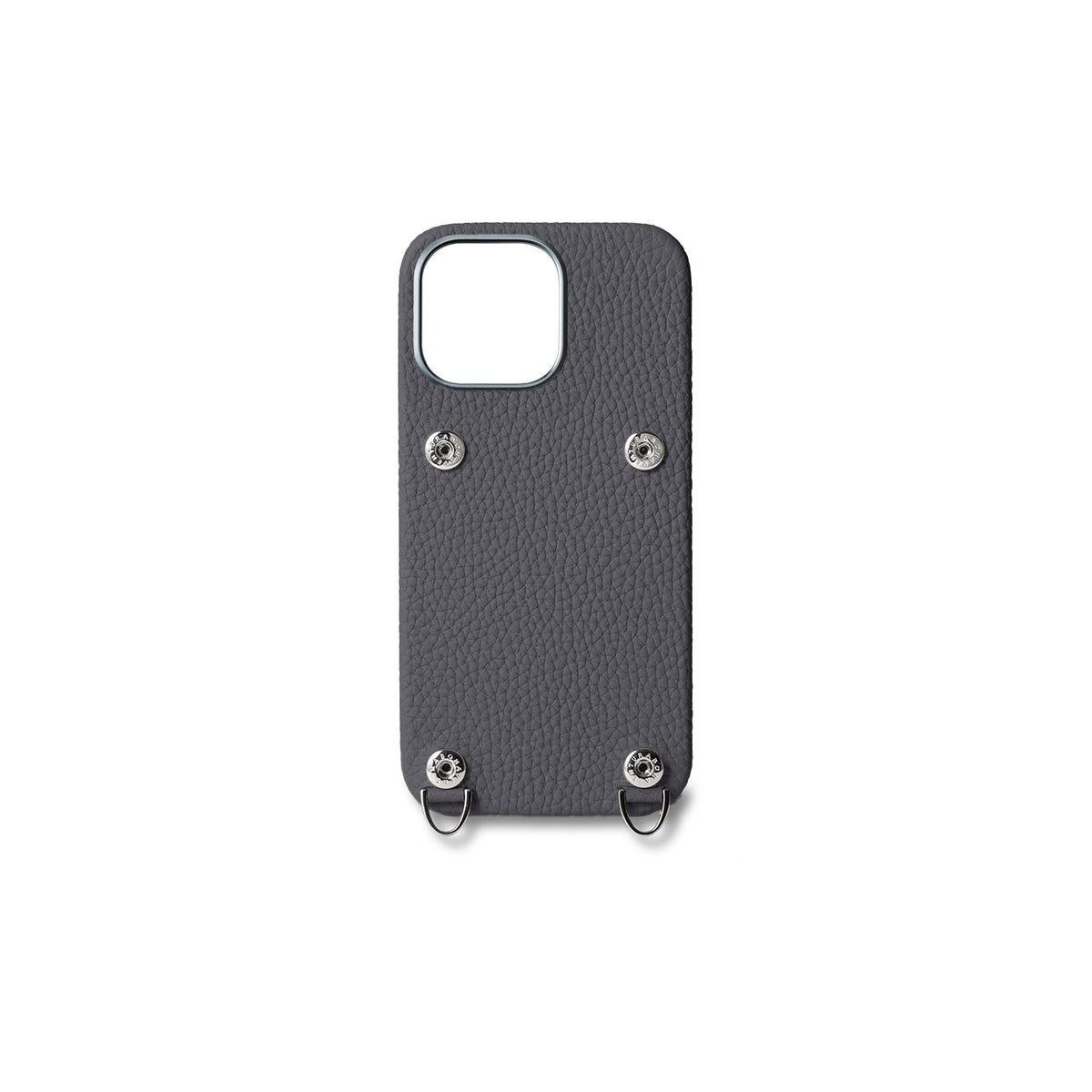 iPhone 15 Pro Max Back Cover Case with Snap Button Closure Shrink Leather (Charcoal Gray)