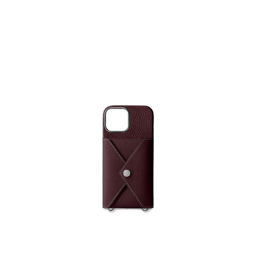 (iPhone 16) Back Cover with Snap Button Shrink Leather