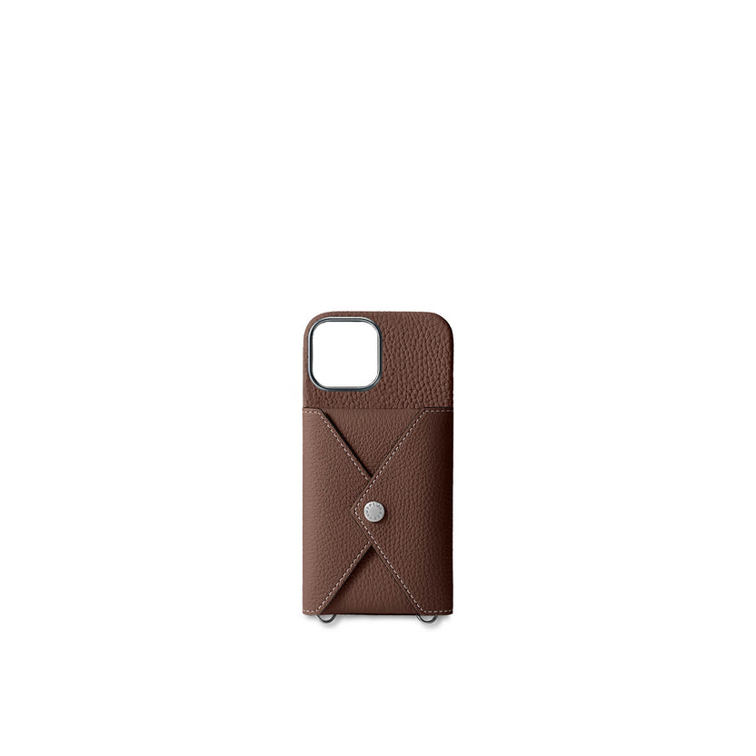 (iPhone 16) Back Cover with Snap Button Shrink Leather