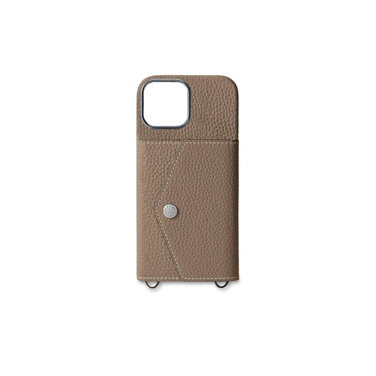 iPhone 16 Back Cover Case with Snap Button Closure Shrink Leather (Etoupe)