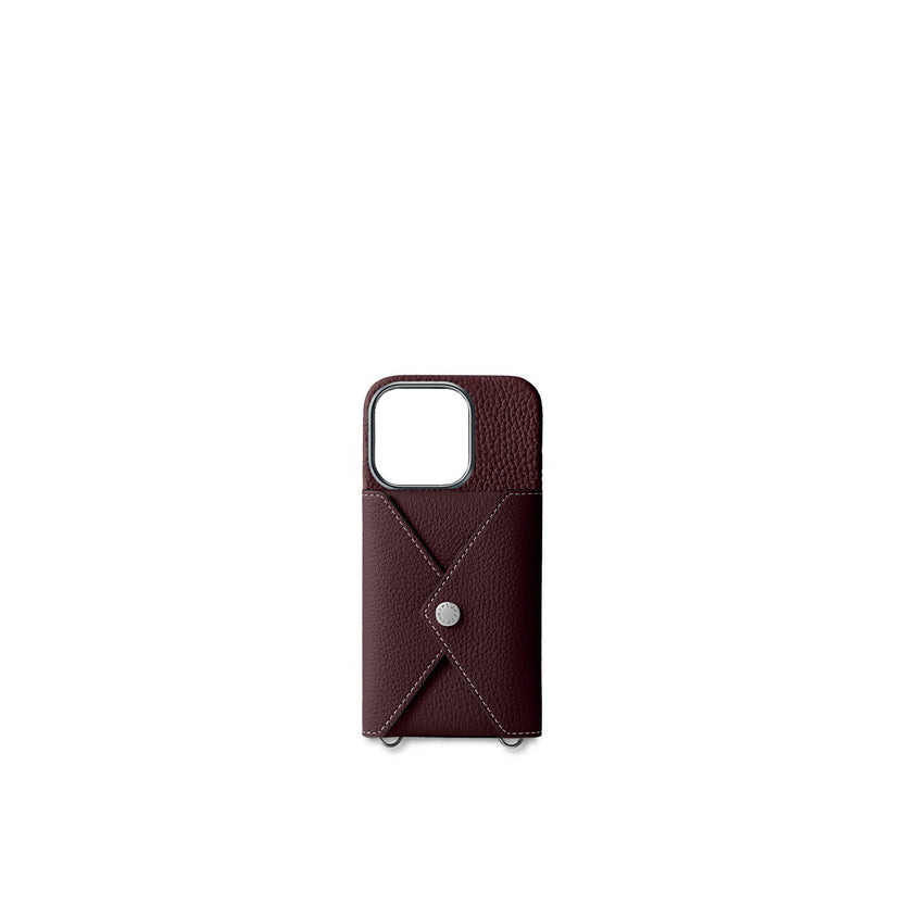 (iPhone 16 Pro) Back Cover with Snap Button Shrink Leather