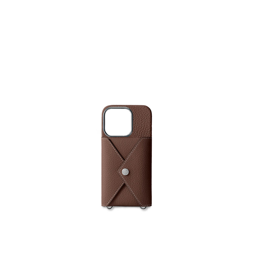 (iPhone 16 Pro) Back Cover with Snap Button Shrink Leather
