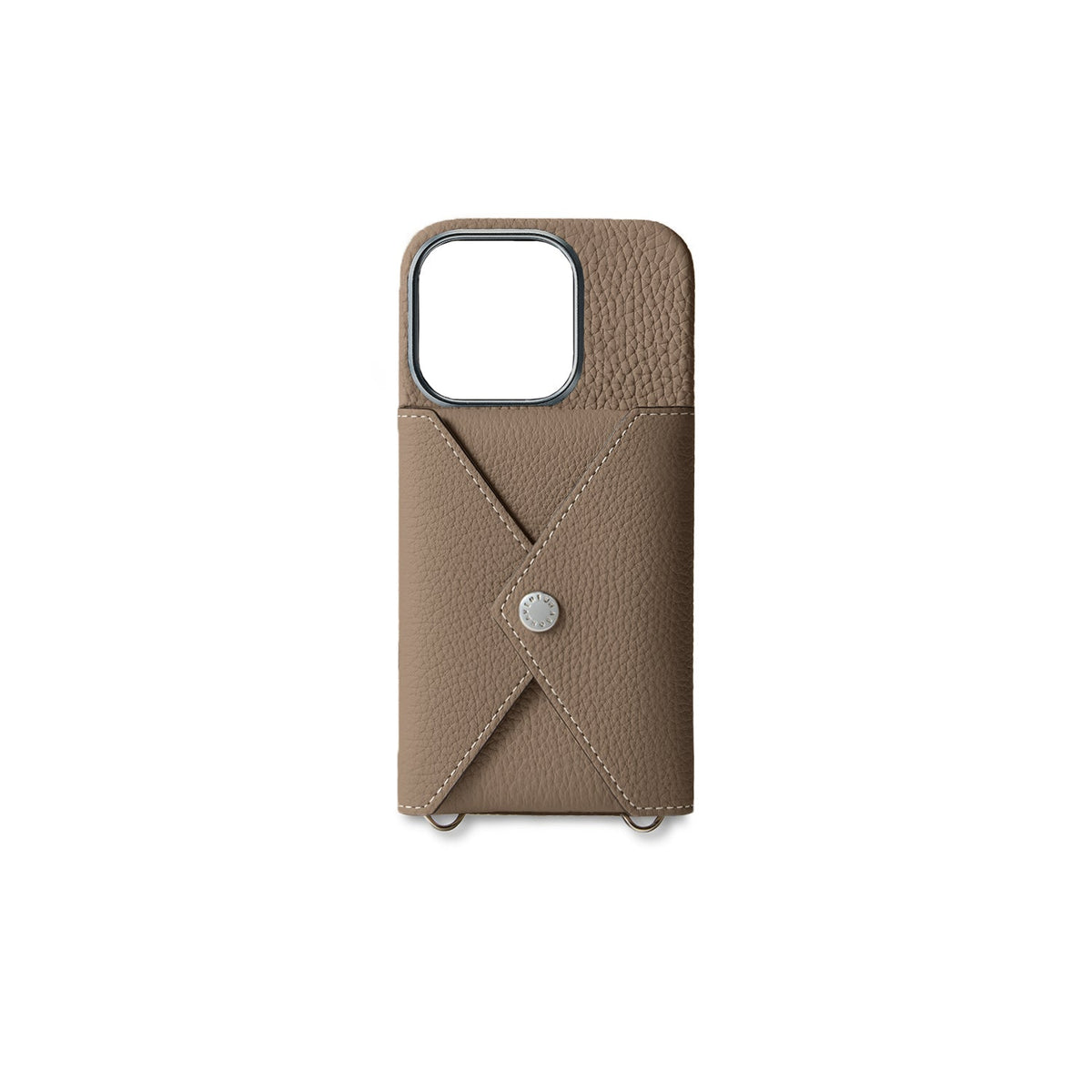 iPhone 16 Pro Back Cover Case with Snap Button Closure Shrink Leather (Etoupe)