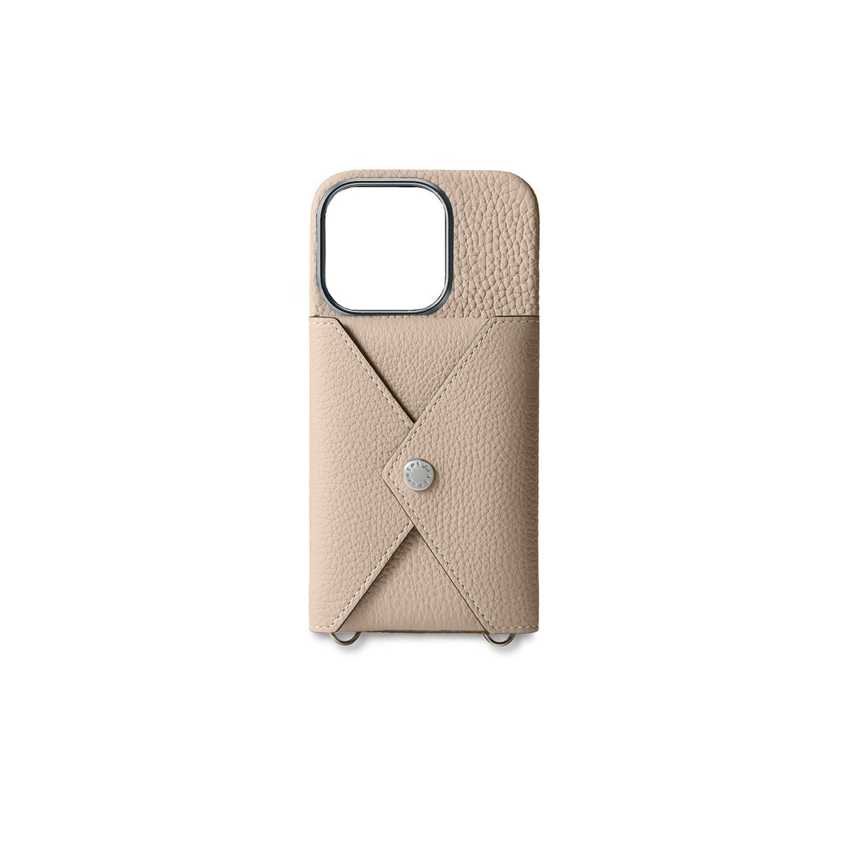 iPhone 16 Pro Back Cover Case with Snap Button Closure Shrink Leather (Greige)
