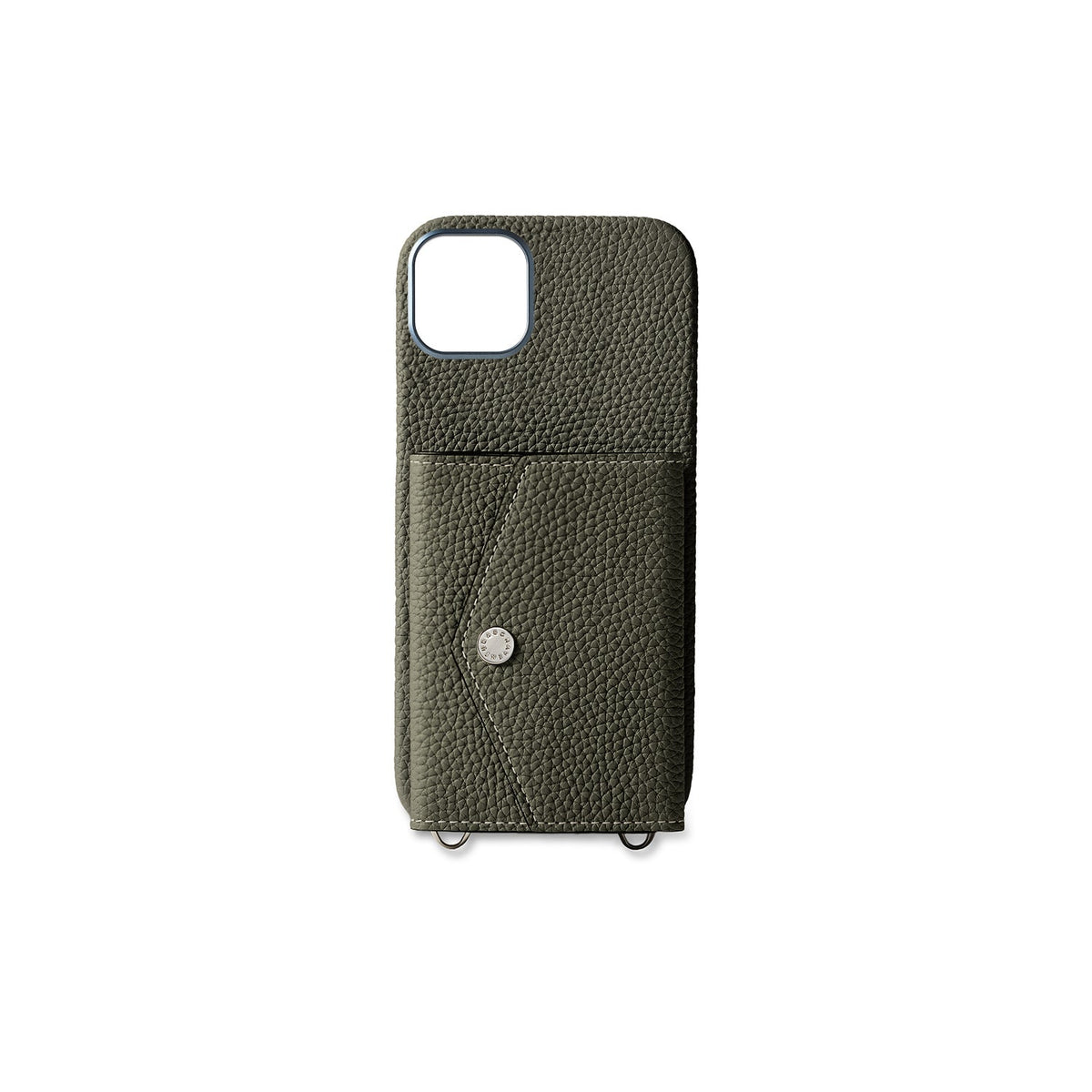 iPhone 16 Plus Back Cover Case with Snap Button Closure Shrink Leather (Olive)