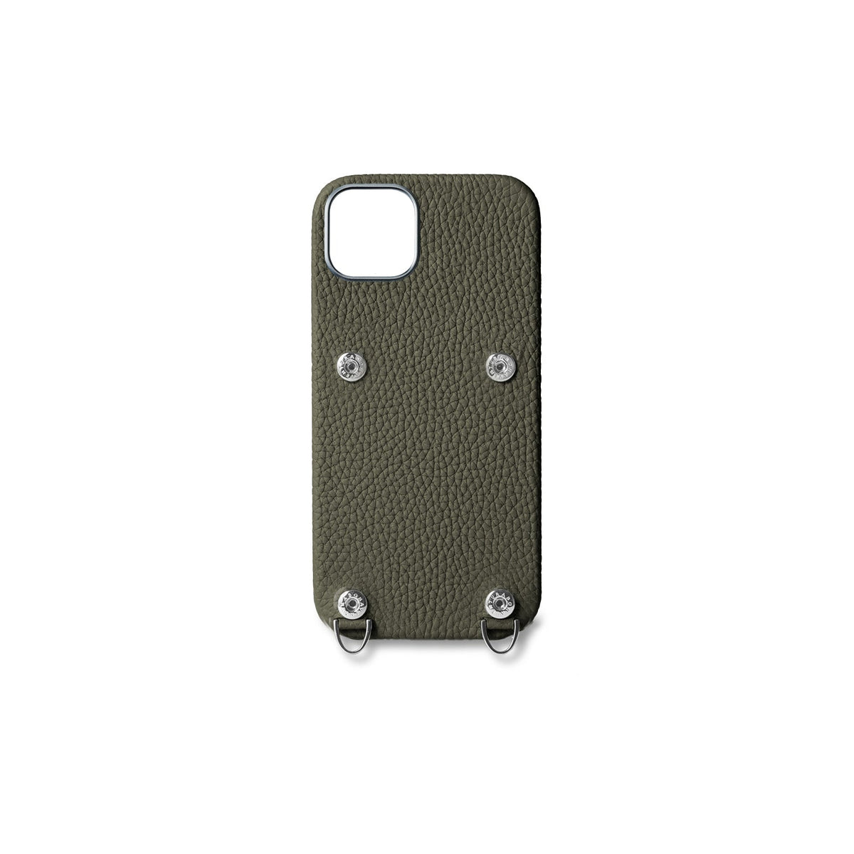 iPhone 16 Plus Back Cover Case with Snap Button Closure Shrink Leather (Olive)