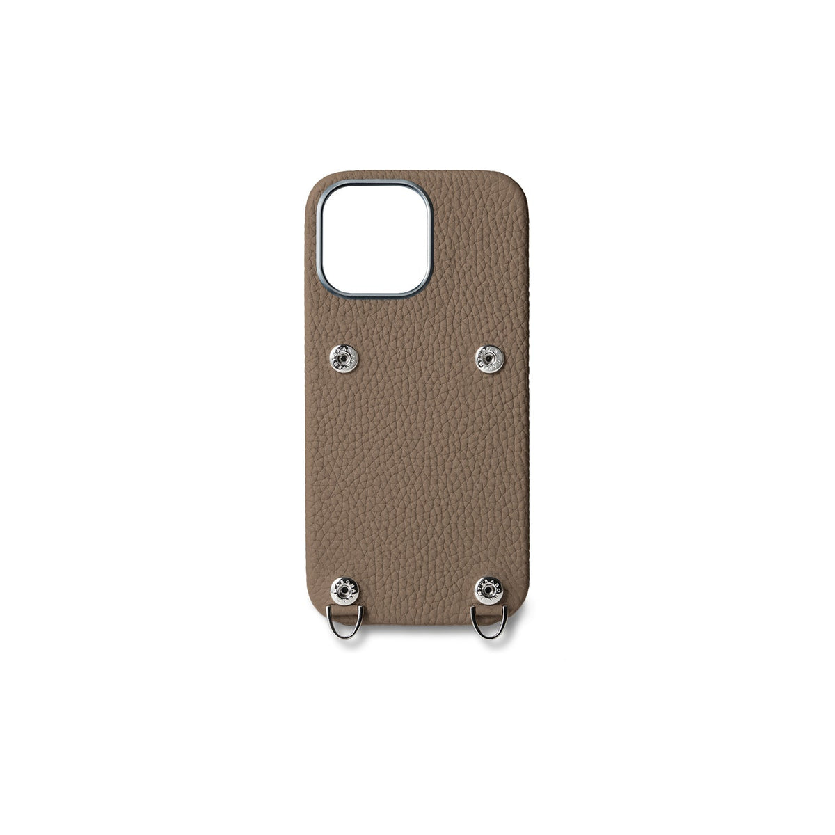 iPhone 16 Pro Max Back Cover Case with Snap Button Closure Shrink Leather (Etoupe)
