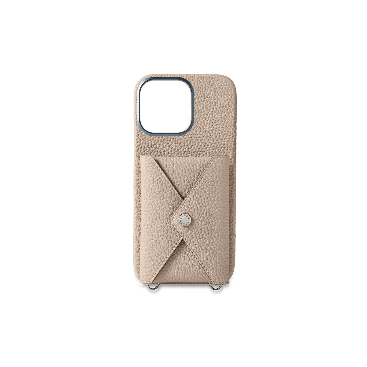 iPhone 16 Pro Max Back Cover Case with Snap Button Closure Shrink Leather (Greige)