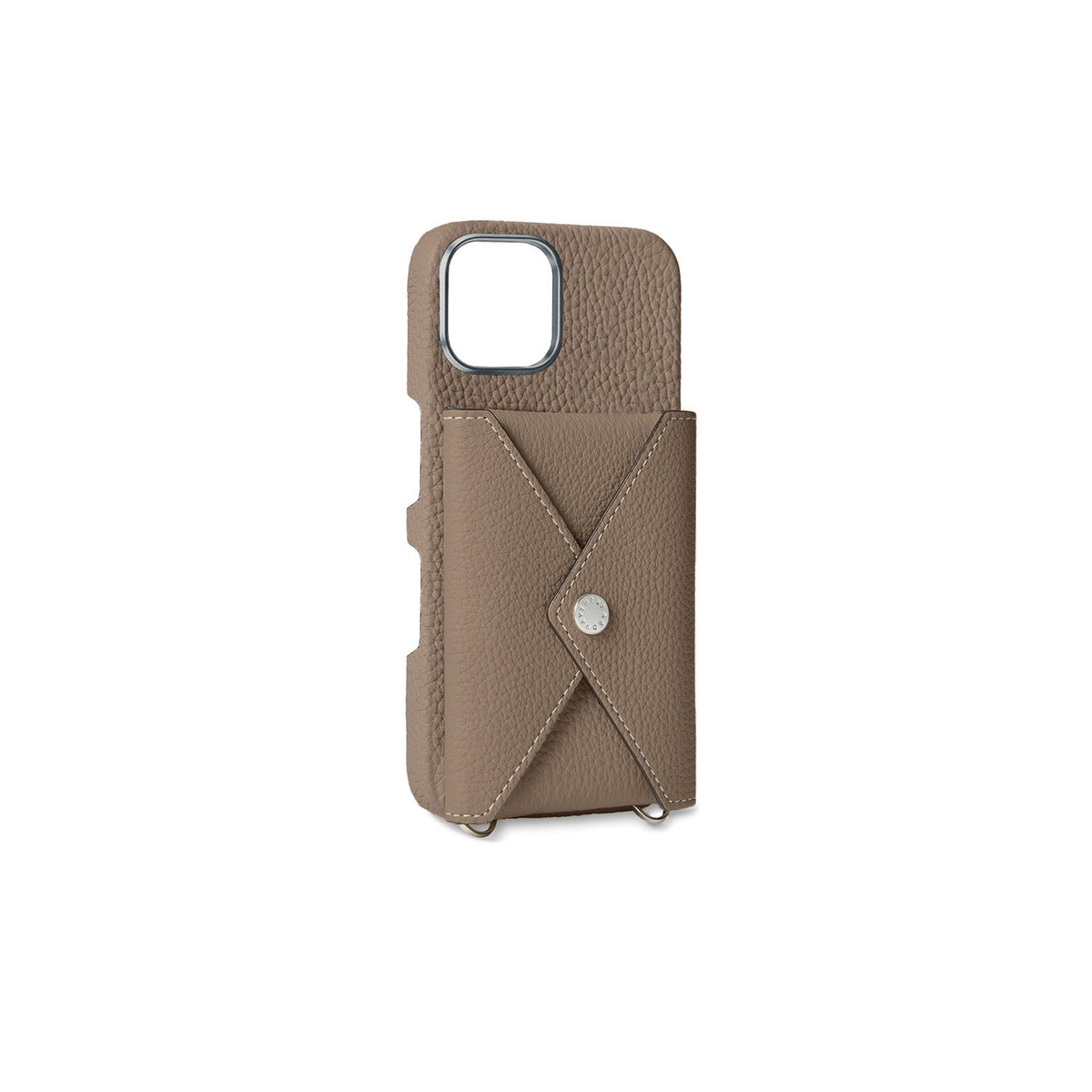 iPhone 17 Back Cover Case with Snap Button Closure Shrink Leather (Etoupe)