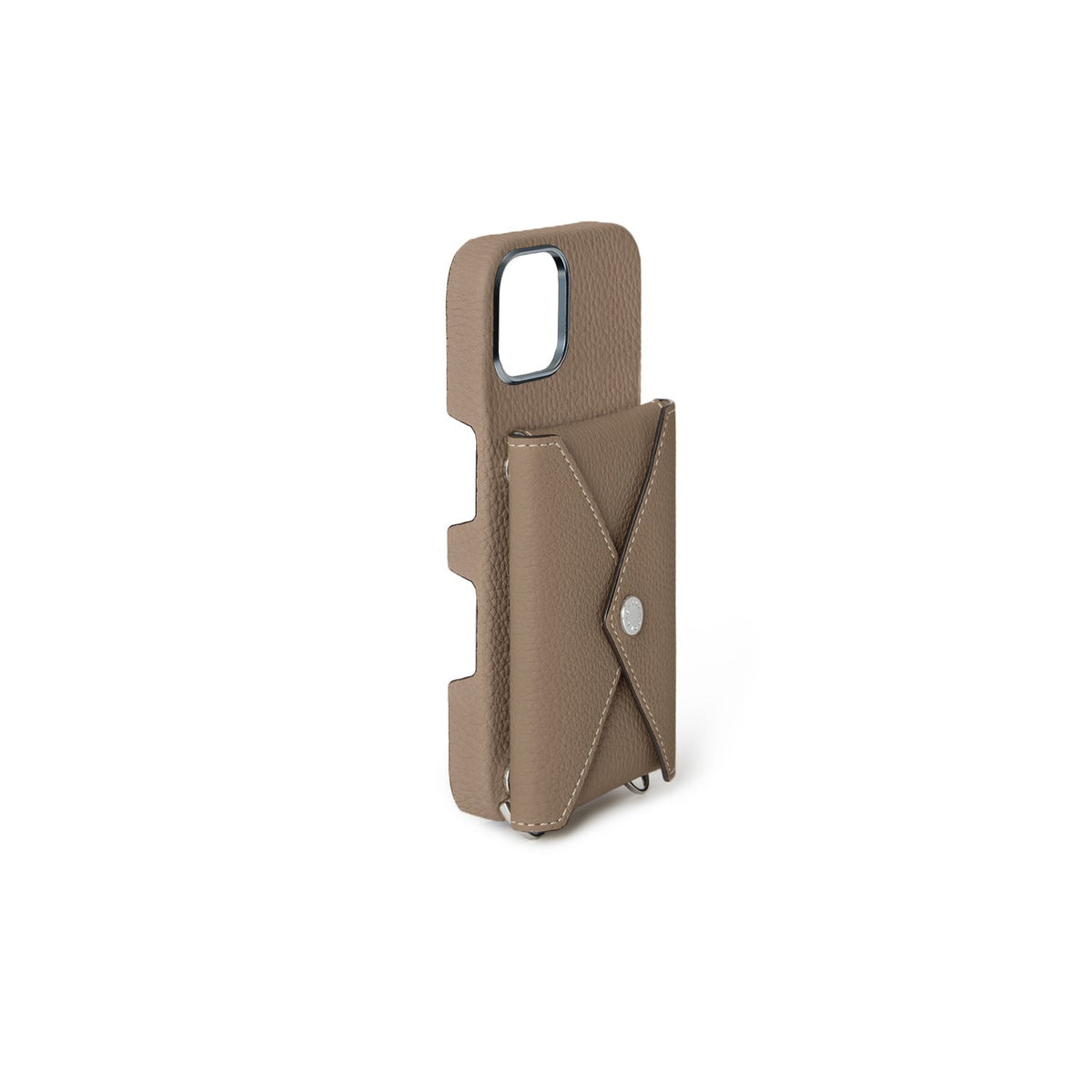 iPhone 17 Back Cover Case with Snap Button Closure Shrink Leather (Etoupe)