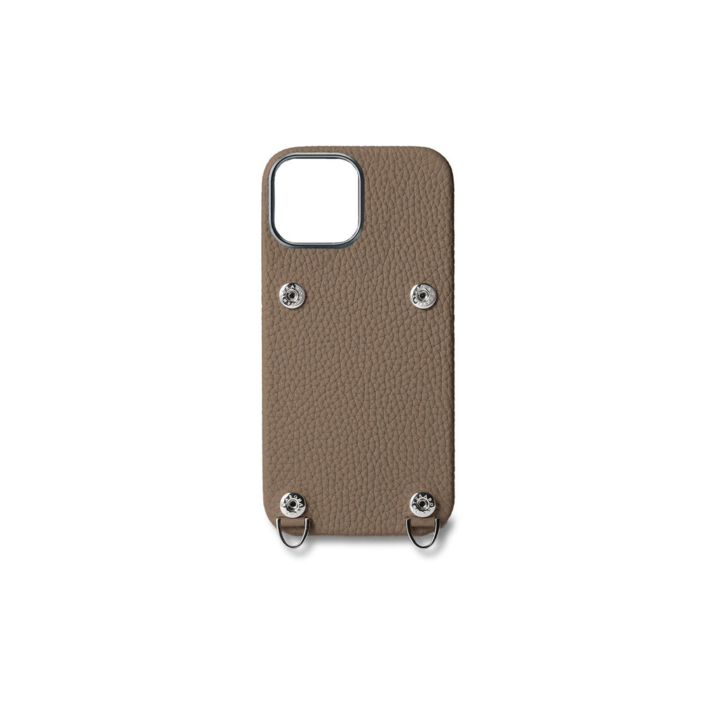 iPhone 17 Back Cover Case with Snap Button Closure Shrink Leather (Etoupe)