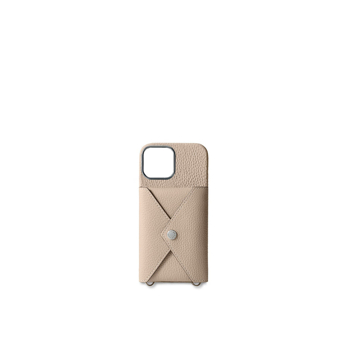 iPhone 17 Back Cover Case with Snap Button Closure Shrink Leather (Greige)