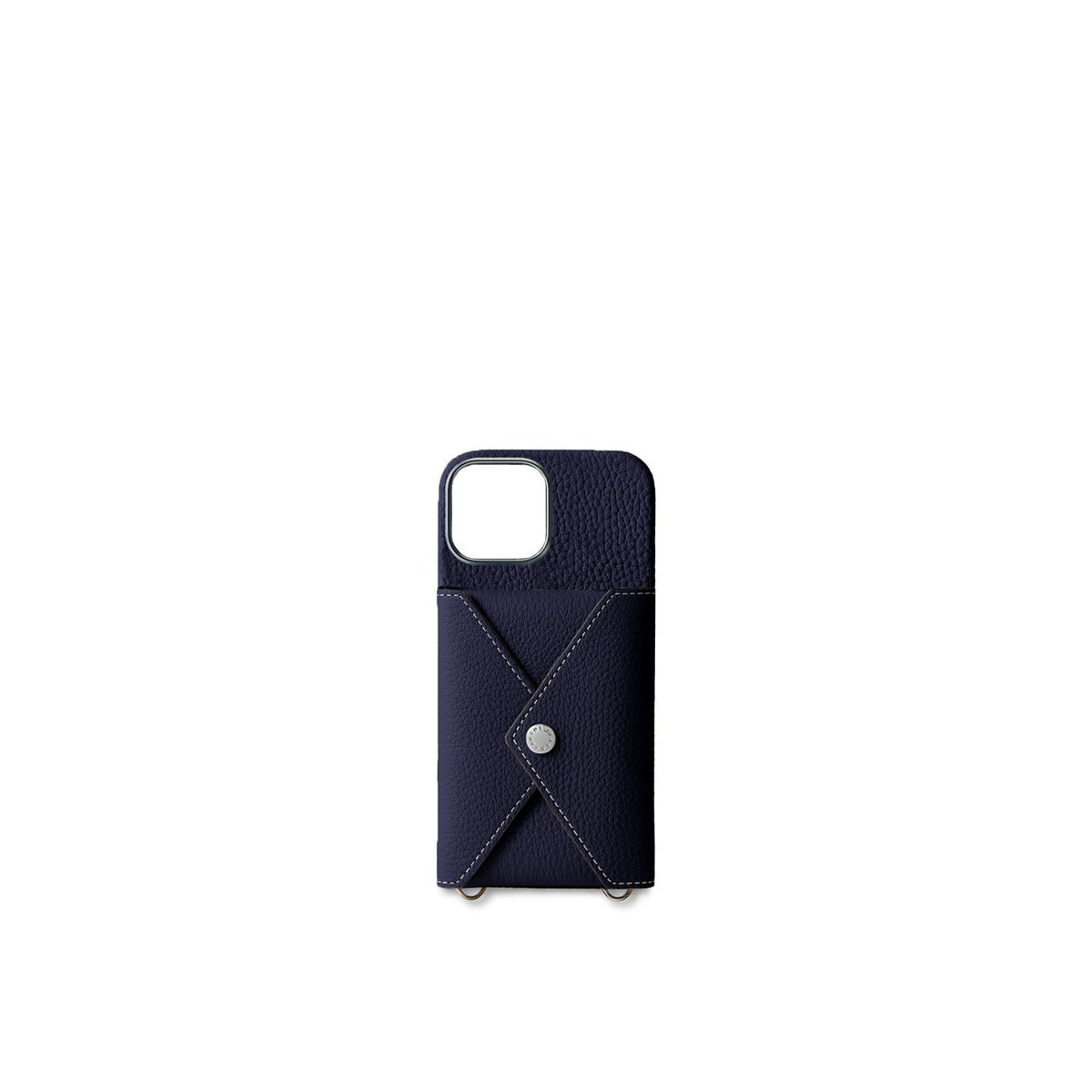 iPhone 17 Back Cover Case with Snap Button Closure Shrink Leather (Navy)