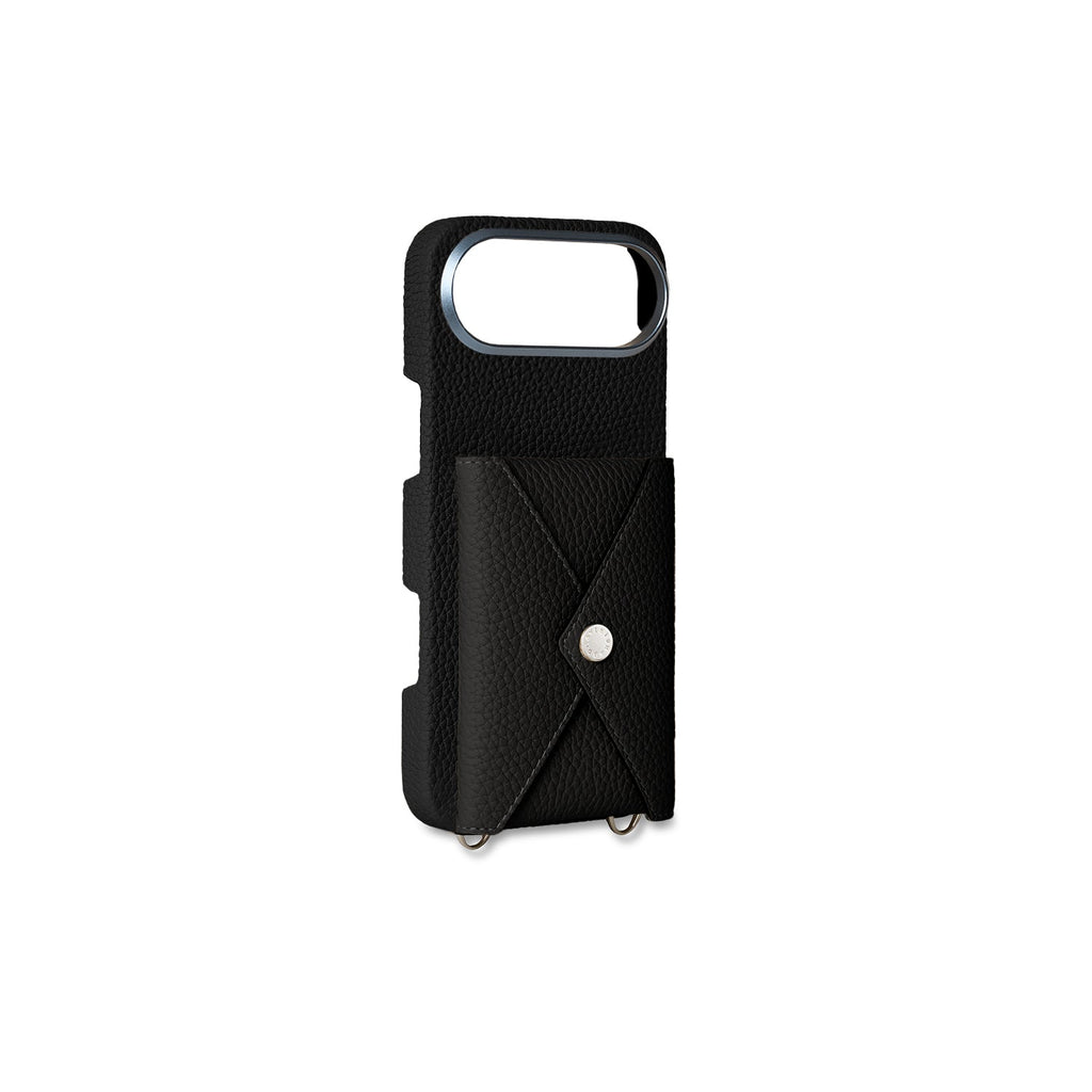iPhone Air Back Cover Case with Snap Button Closure Shrink Leather (Black)