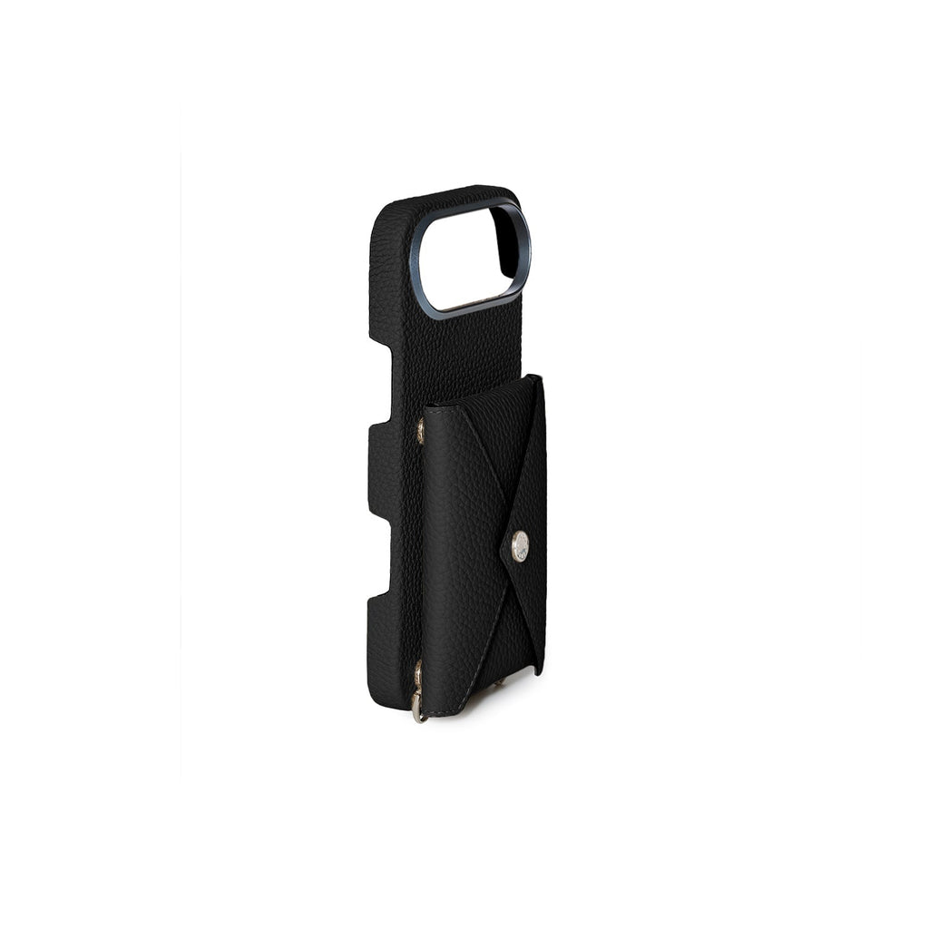 iPhone Air Back Cover Case with Snap Button Closure Shrink Leather (Black)