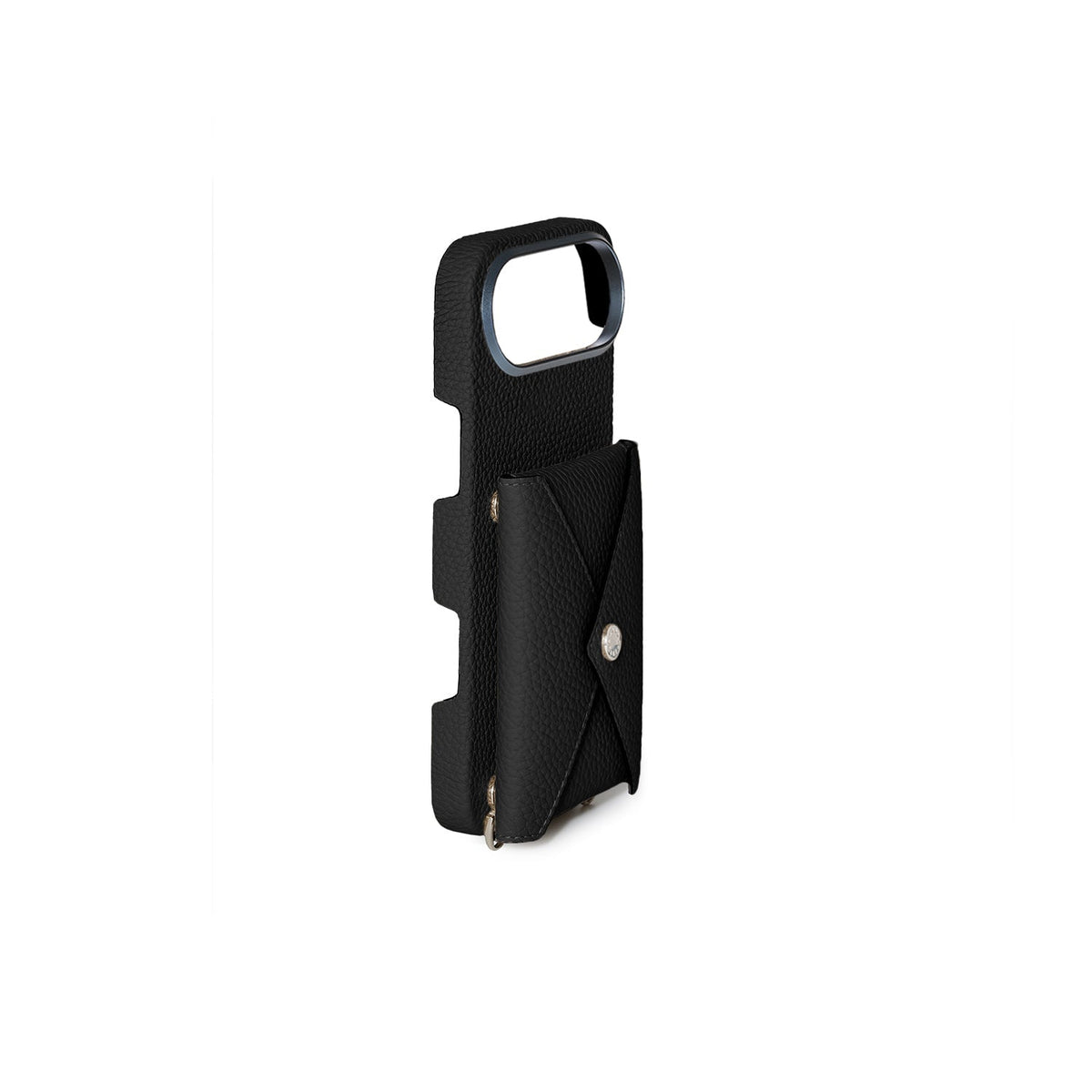 iPhone Air Back Cover Case with Snap Button Closure Shrink Leather (Black)