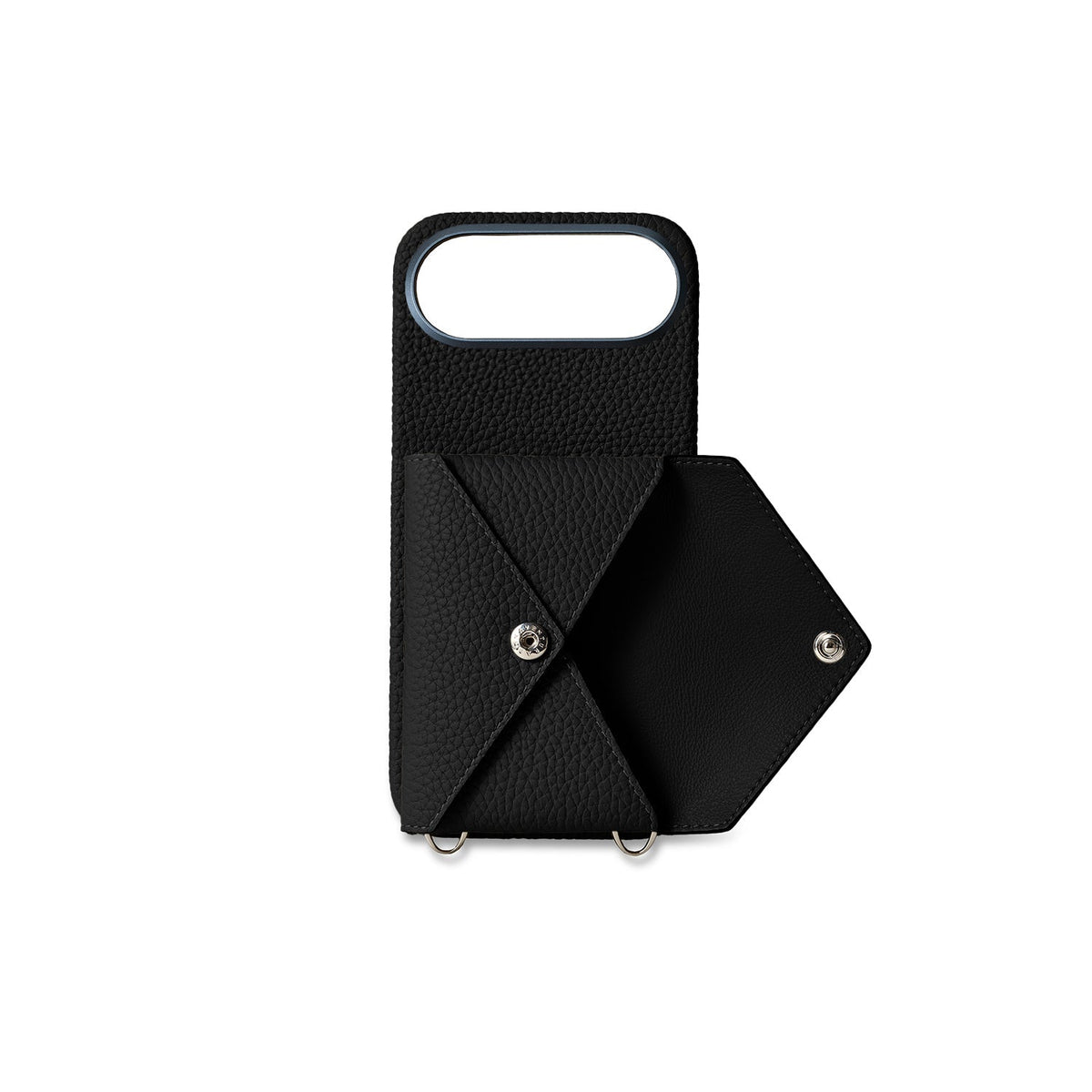iPhone Air Back Cover Case with Snap Button Closure Shrink Leather (Black)