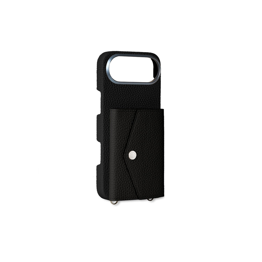 iPhone Air Back Cover Case with Snap Button Closure Shrink Leather (Black)