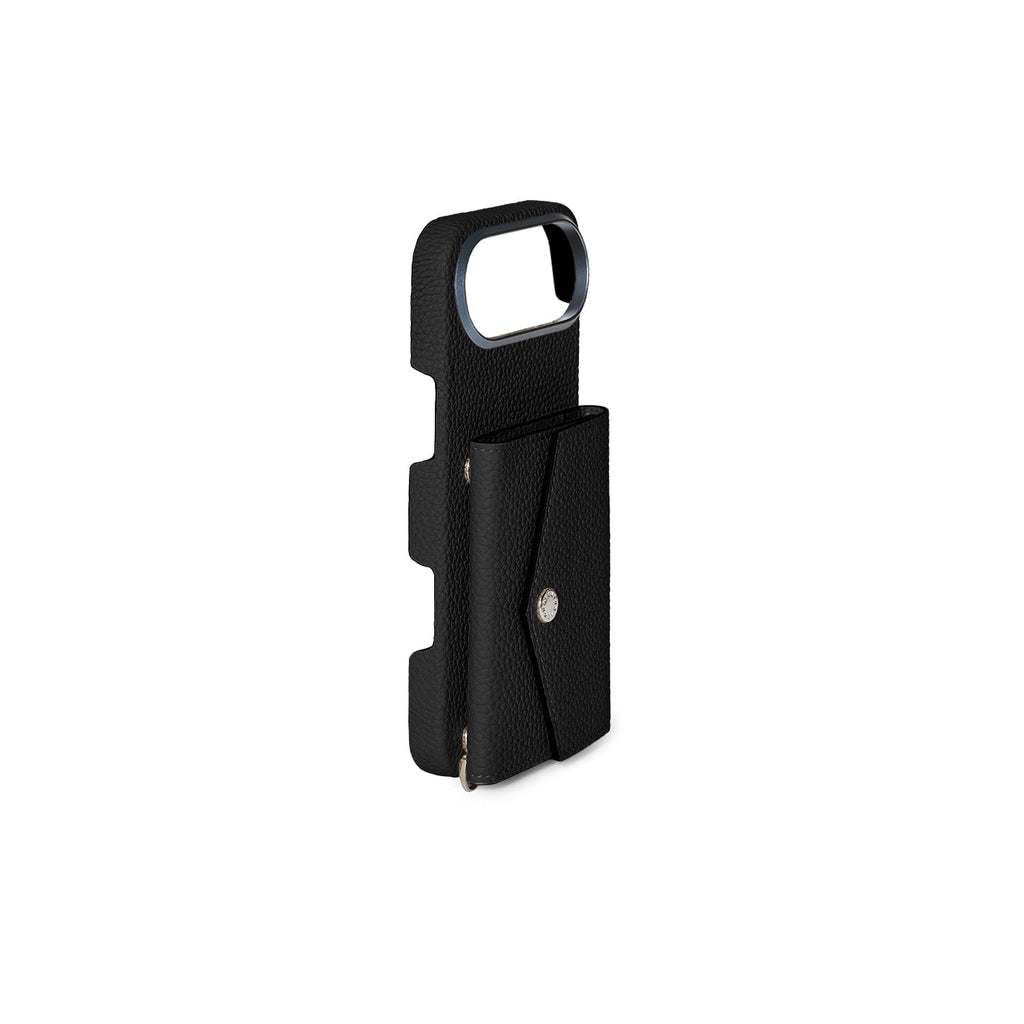 iPhone Air Back Cover Case with Snap Button Closure Shrink Leather (Black)