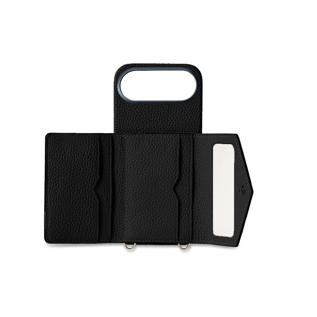 iPhone Air Back Cover Case with Snap Button Closure Shrink Leather (Black)