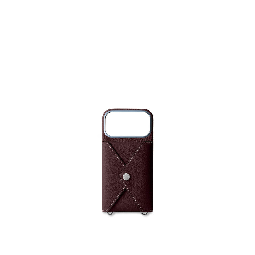 (iPhone 17 Pro) Snap Button Back Cover Case Shrink Leather