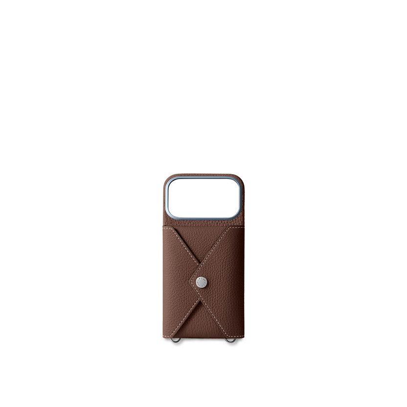 (iPhone 17 Pro) Snap Button Back Cover Case Shrink Leather
