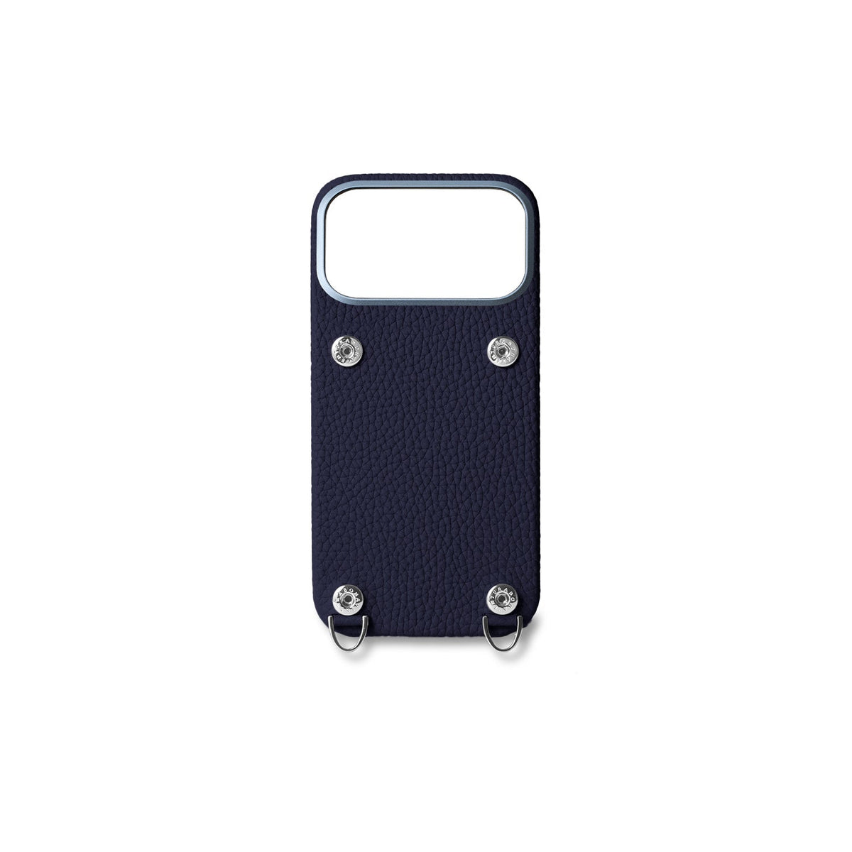 iPhone 17 Pro Back Cover Case with Snap Button Closure Shrink Leather (Navy)