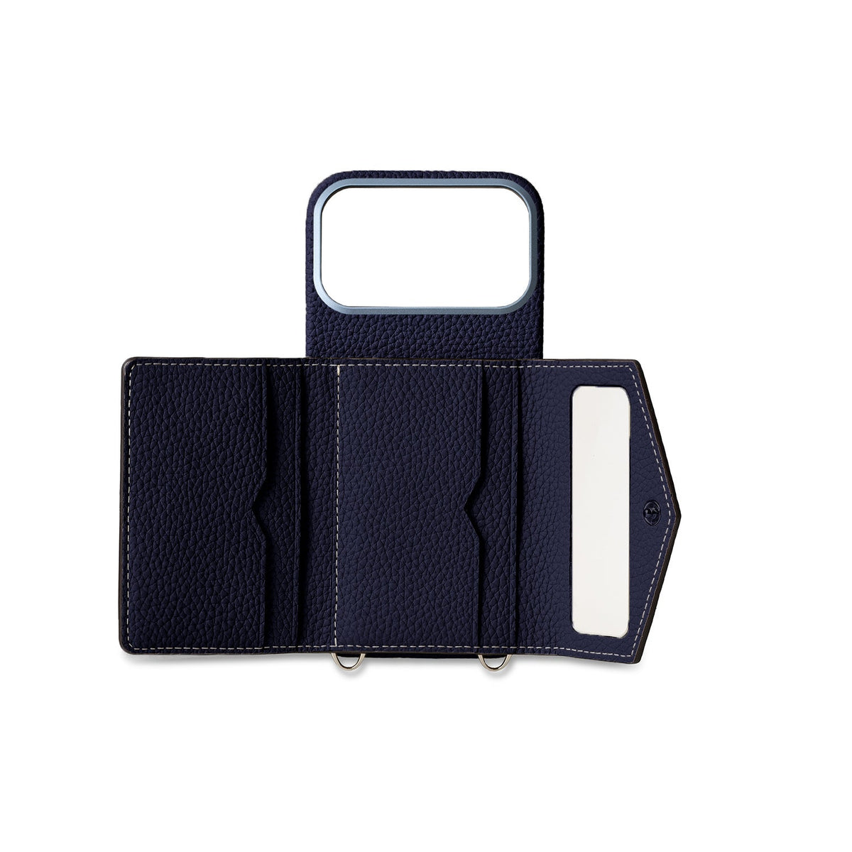 iPhone 17 Pro Max Back Cover Case with Snap Button Closure Shrink Leather (Navy)