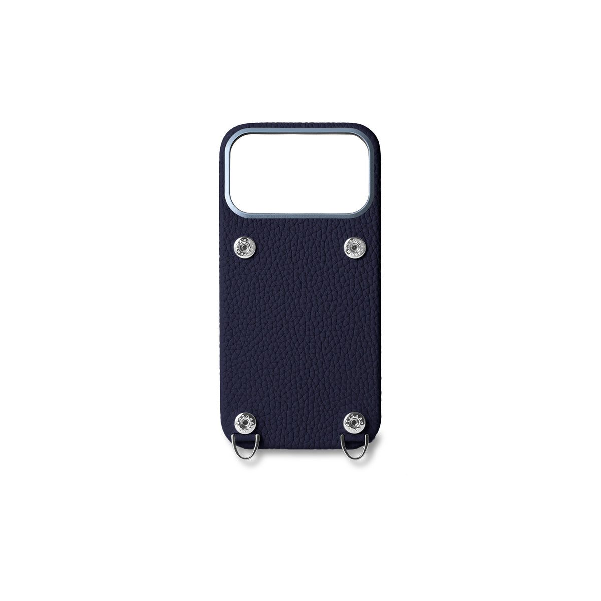 iPhone 17 Pro Max Back Cover Case with Snap Button Closure Shrink Leather (Navy)