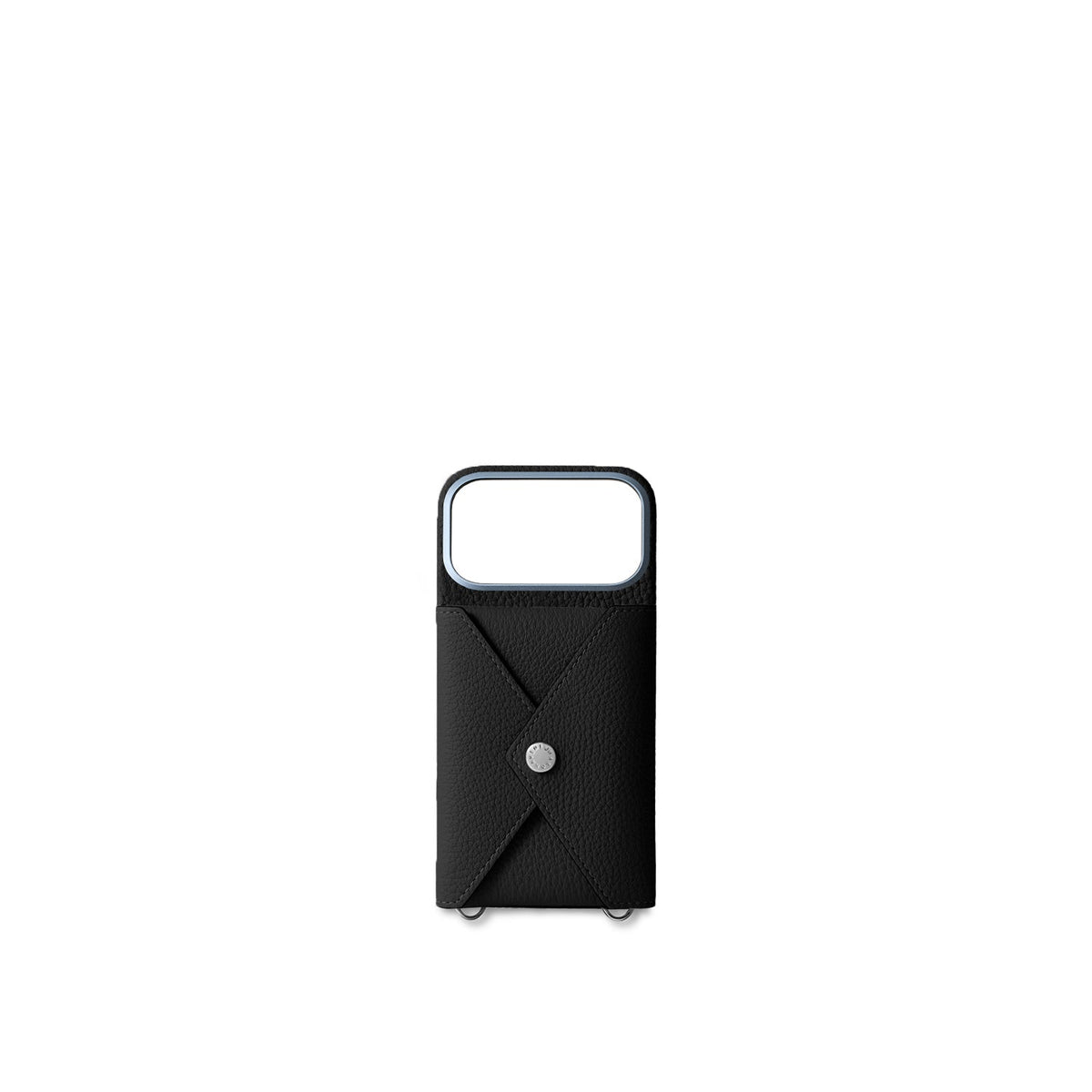iPhone 18 Pro Back Cover Case with Snap Button Closure Shrink Leather (Black)