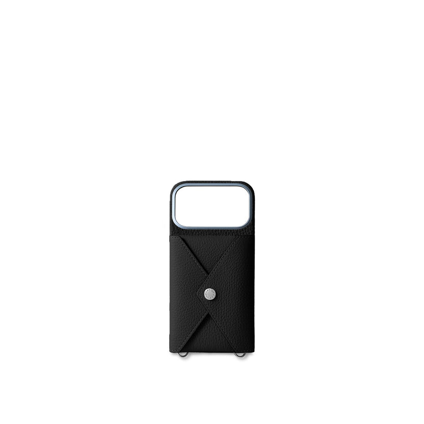 (iPhone 18 Pro) Back Cover Case with Snap Button Shrink Leather